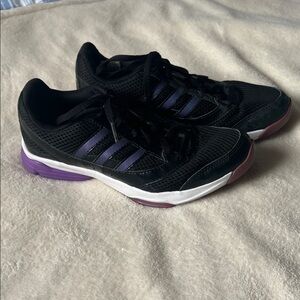 Women’s adidas Black Athletic Sneakers with Purple Accents